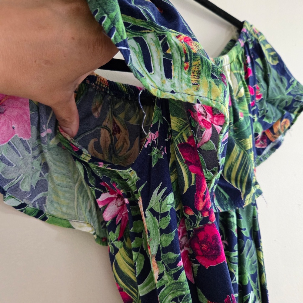 Tropical Off-Shoulder A-Line Dress - Picture 4 of 6